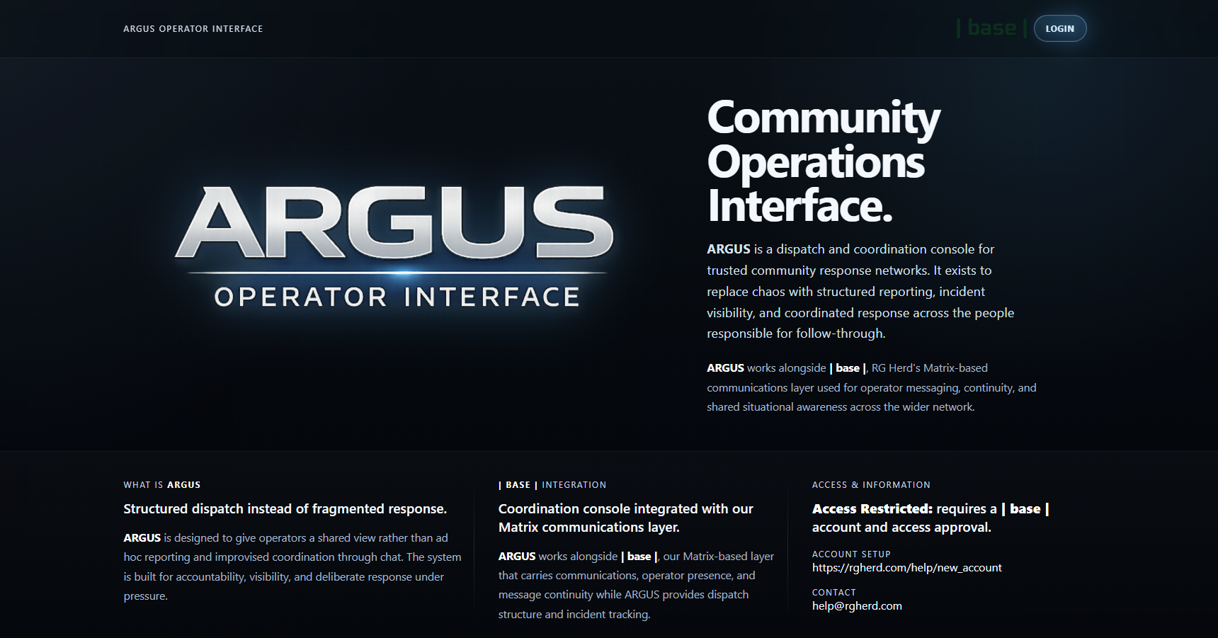 ARGUS workflow screenshot showing coordination records and operator interface