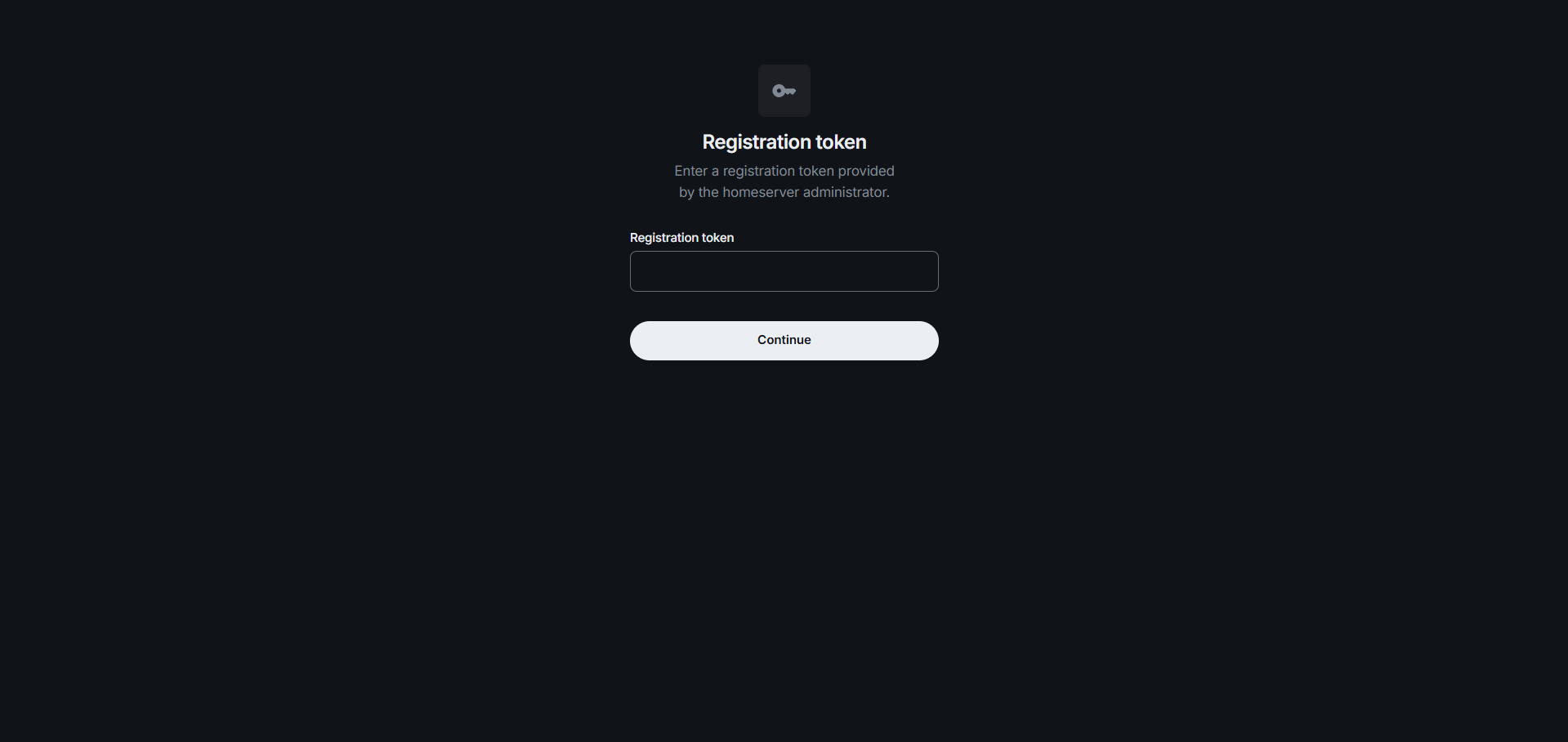 Element Desktop: Registration token screen